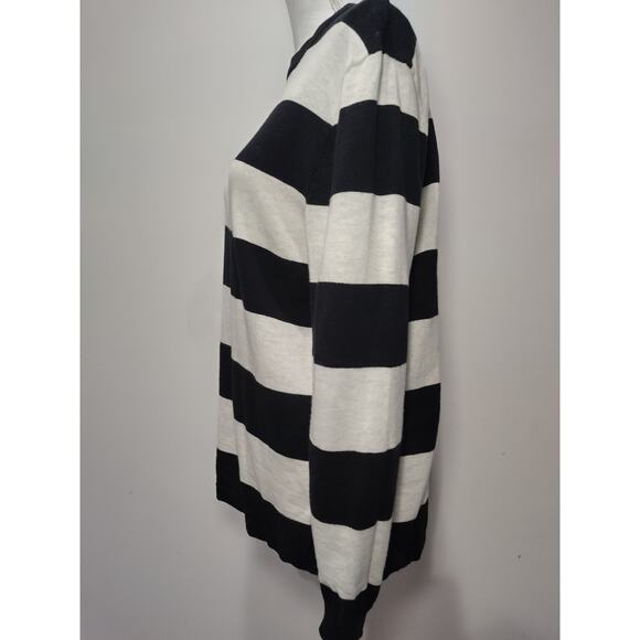 L.O.G.G. X H&M Womens Sweater Long Sleeves Crew Neck Knit Striped Black White S - Picture 6 of 8